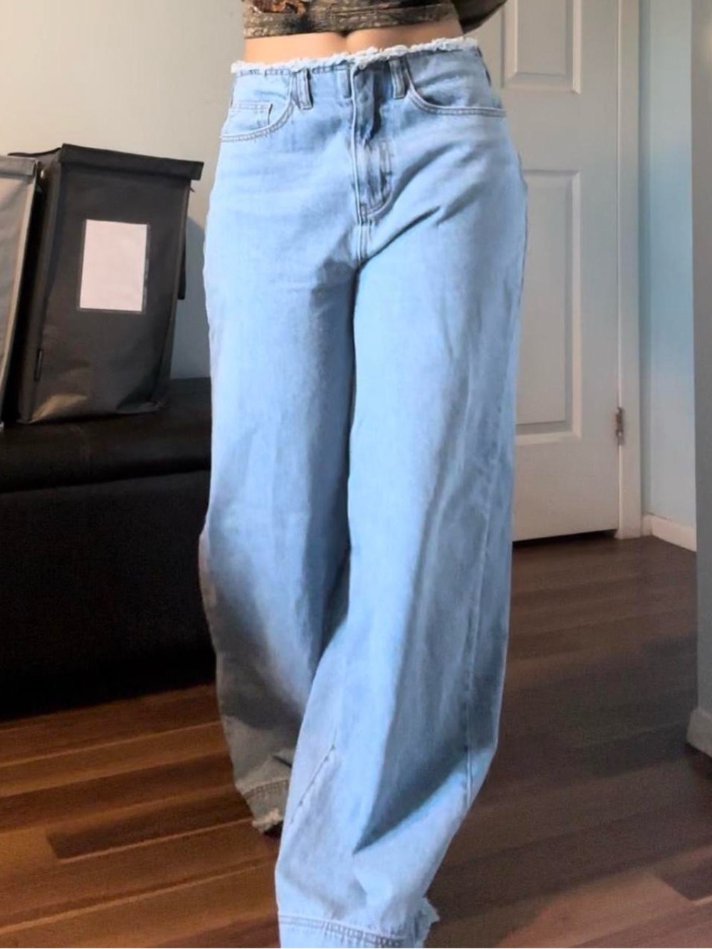 Fashion Nova Pale Blue High-Rise Wide Leg Jeans